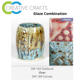 Oxblood SW183 over Cenote SW189 Stoneware Combination